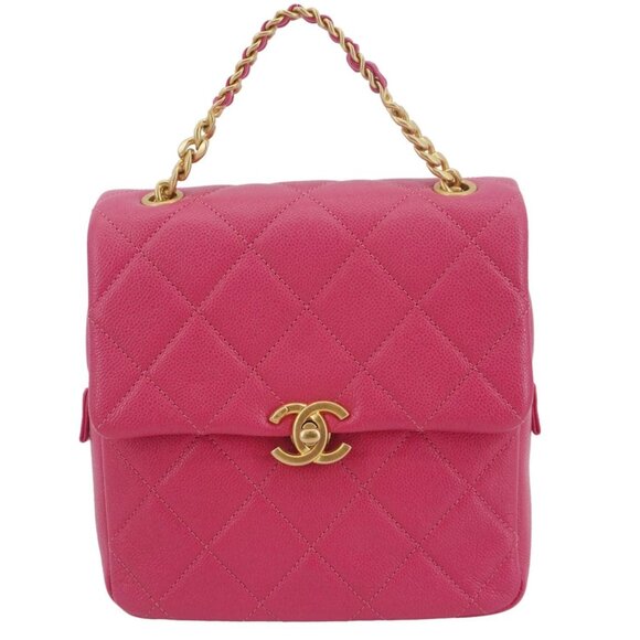 Chanel  Multi Chain Quilted Caviar Leather Backpack Pink - Picture 1 of 16